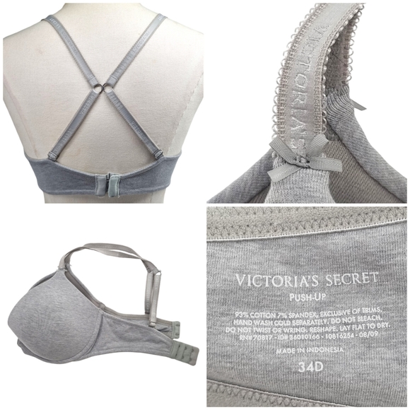 Victoria Secret Womens Gray Push Up Bra Size 34D - Picture 7 of 13